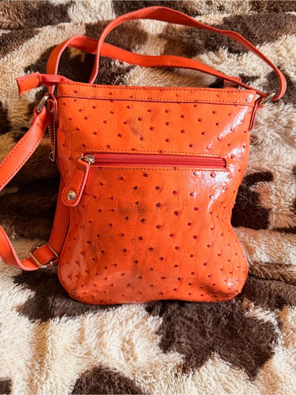 Silverake Orange Y2K Western Rhinestone Buckle Studded Crossbody Purse